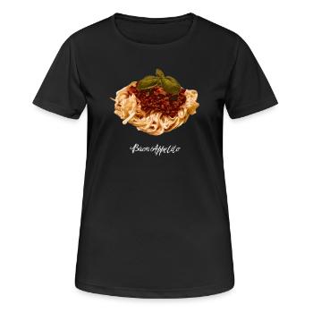 Spaghetti - Frauen T-Shirt atmungsaktiv - Schwarz - Vorne - AI Model Female 172 light (172cm)