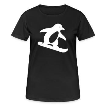 Minimalistischer Pinguin Snowboard Winterurlaub - Frauen T-Shirt atmungsaktiv - Schwarz - Vorne - AI Model Female 172 light (172cm)