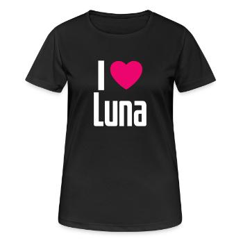 J’aime Luna Pink Heart J’aime Luna - T-shirt respirant Femme - noir - Devant - AI Model Female 172 light (172cm)