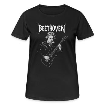 Beethoven Guitar Hero - Frauen T-Shirt atmungsaktiv - Schwarz - Vorne - AI Model Female 172 light (172cm)