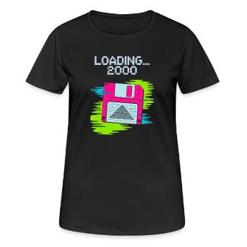 Floppy Nostalgie 2000 - Frauen T-Shirt atmungsaktiv - Schwarz - Vorne - AI Model Female 172 light (172cm)
