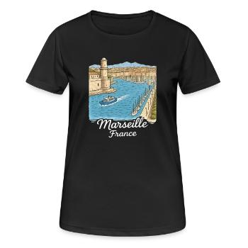 Marseille Frankreich - Frauen T-Shirt atmungsaktiv - Schwarz - Vorne - AI Model Female 172 light (172cm)