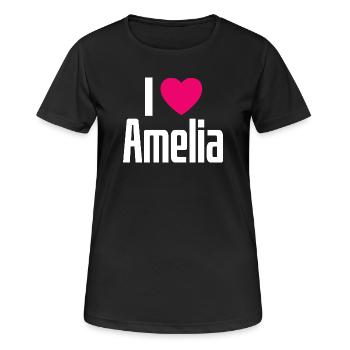 I Love Amelia Pinkes Herz Ich liebe Amelia - Frauen T-Shirt atmungsaktiv - Schwarz - Vorne - AI Model Female 172 light (172cm)