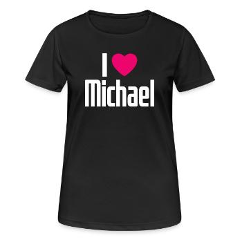 J’aime Michael Pink Heart J’aime Michael - T-shirt respirant Femme - noir - Devant - AI Model Female 172 light (172cm)