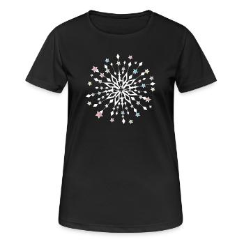 Mandala étoile de Noël avec des étoiles colorées - T-shirt respirant Femme - noir - Devant - AI Model Female 172 light (172cm)