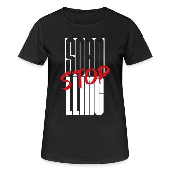 Stop Scrolling Typography design - Women's Breathable T-Shirt - black - Front - AI Model Female 172 light (172cm)