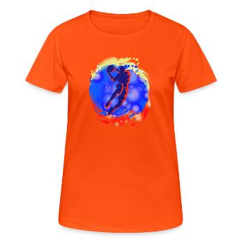 Basketball - Women's Breathable T-Shirt - neon orange - Front - AI Model Female 172 dark (172cm)