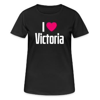 J’aime Victoria Coeur rose J’aime Victoria - T-shirt respirant Femme - noir - Devant - AI Model Female 172 light (172cm)