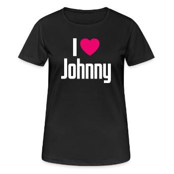 I Love Johnny Pinkes Herz Ich liebe Johnny - Frauen T-Shirt atmungsaktiv - Schwarz - Vorne - AI Model Female 172 light (172cm)