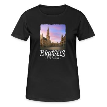Bruxelles, Belgique - T-shirt respirant Femme - noir - Devant - AI Model Female 172 light (172cm)