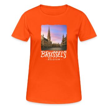Brüssel Belgien - Frauen T-Shirt atmungsaktiv - Neonorange - Vorne - AI Model Female 172 dark (172cm)