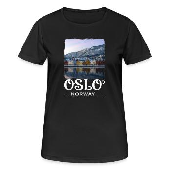 Oslo, Norvège - T-shirt respirant Femme - noir - Devant - AI Model Female 172 light (172cm)
