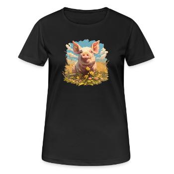 Pig Pig - Women's Breathable T-Shirt - black - Front - AI Model Female 172 light (172cm)