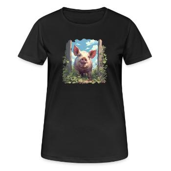 Pig Pig - Women's Breathable T-Shirt - black - Front - AI Model Female 172 light (172cm)