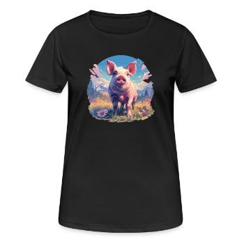 Pig Pig - Women's Breathable T-Shirt - black - Front - AI Model Female 172 light (172cm)