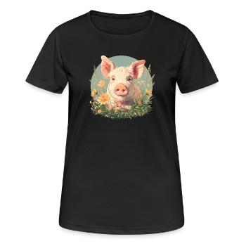 Pig Pig - Women's Breathable T-Shirt - black - Front - AI Model Female 172 light (172cm)