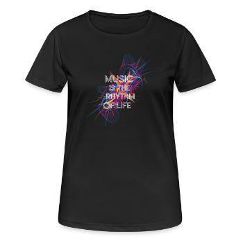 Music is the rhythm of life - Women's Breathable T-Shirt - black - Front - AI Model Female 172 light (172cm)
