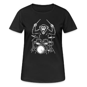 Drumming Chimp Band - Women's Breathable T-Shirt - black - Front - AI Model Female 172 light (172cm)