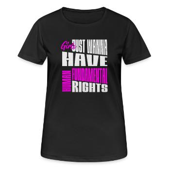 Les filles veulent des droits fondamentaux, des droits des femmes, des personnes - T-shirt respirant Femme - noir - Devant - AI Model Female 172 light (172cm)