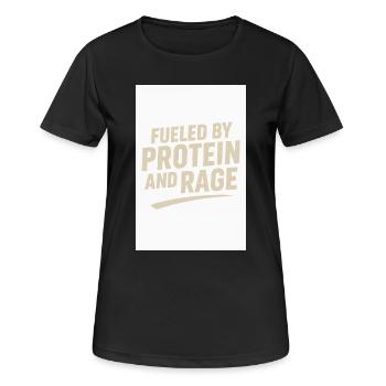 FUELED BY PROTEIN AND RAGE - Women's Breathable T-Shirt - black - Front - AI Model Female 172 light (172cm)