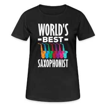 Saxofon - Frauen T-Shirt atmungsaktiv - Schwarz - Vorne - AI Model Female 172 light (172cm)