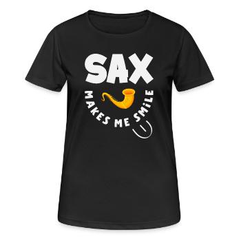 Saxofon - Frauen T-Shirt atmungsaktiv - Schwarz - Vorne - AI Model Female 172 light (172cm)