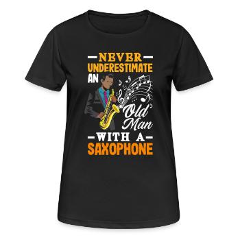 Saxofon - Frauen T-Shirt atmungsaktiv - Schwarz - Vorne - AI Model Female 172 light (172cm)