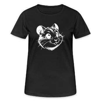 Knuffiger Hamster mit fröhlichen lebhaften Augen - Frauen T-Shirt atmungsaktiv - Schwarz - Vorne - AI Model Female 172 light (172cm)