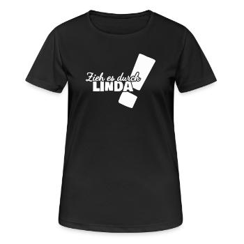 Prénom Linda - T-shirt respirant Femme - noir - Devant - AI Model Female 172 light (172cm)