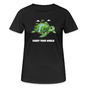 Island turtle with waterfall - Women's Breathable T-Shirt - black - Front - AI Model Female 172 light (172cm)