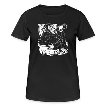 Cheeky Chimp Sips Beer - Women's Breathable T-Shirt - black - Front - AI Model Female 172 light (172cm)