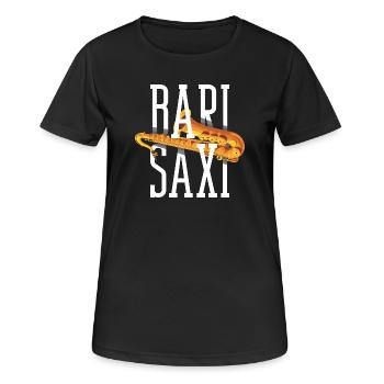 Saxofon - Frauen T-Shirt atmungsaktiv - Schwarz - Vorne - AI Model Female 172 light (172cm)