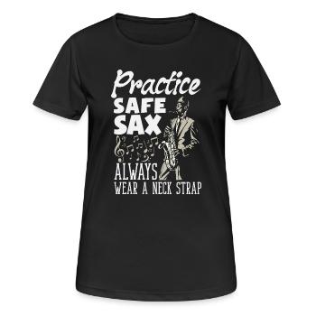 Saxofon - Frauen T-Shirt atmungsaktiv - Schwarz - Vorne - AI Model Female 172 light (172cm)