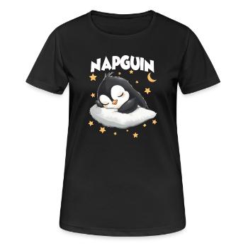 Cadeau pour les amateurs de manchots et les dormeurs - T-shirt respirant Femme - noir - Devant - AI Model Female 172 light (172cm)