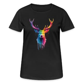 Cerfs, cerfs - T-shirt respirant Femme - noir - Devant - AI Model Female 172 light (172cm)