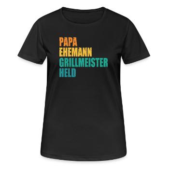 Papa Mari Grill Master Hero - T-shirt respirant Femme - noir - Devant - AI Model Female 172 light (172cm)