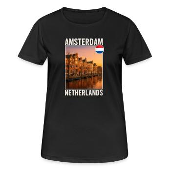 Amsterdam - T-shirt respirant Femme - noir - Devant - AI Model Female 172 light (172cm)