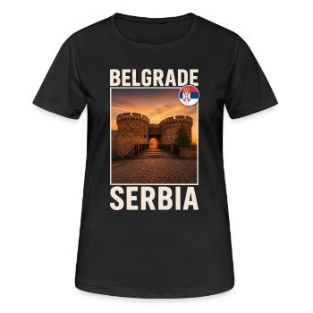 Belgrade, Serbie - T-shirt respirant Femme - noir - Devant - AI Model Female 172 light (172cm)