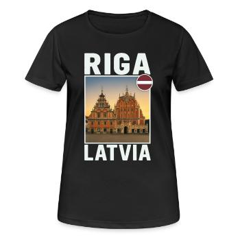 Riga, Lituanie - T-shirt respirant Femme - noir - Devant - AI Model Female 172 light (172cm)