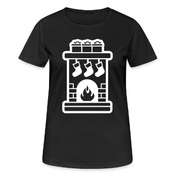 Cheminée de Noël Cheminée de Noël - T-shirt respirant Femme - noir - Devant - AI Model Female 172 light (172cm)