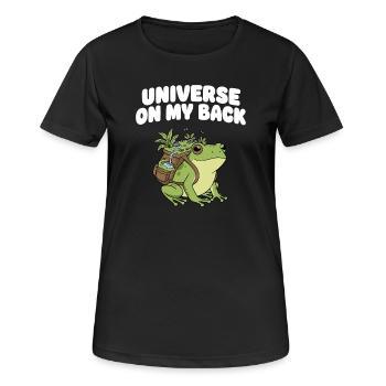 Universum auf meinem Rücken - Frauen T-Shirt atmungsaktiv - Schwarz - Vorne - AI Model Female 172 light (172cm)