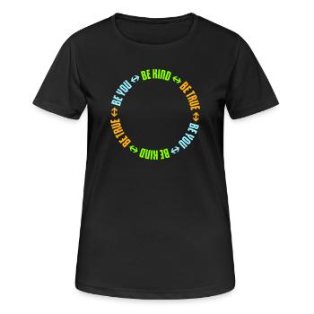 Sois gentil, sois sincère, sois toi-même, un amour de soi inspirant - T-shirt respirant Femme - noir - Devant - AI Model Female 172 light (172cm)