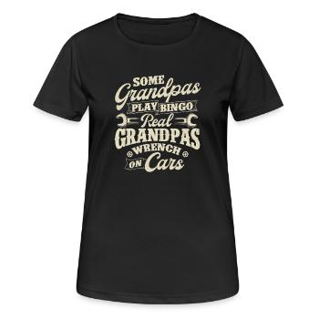 Echtes Opa-Schraubenschlüssel an Autos – lustiges Mechaniker-Zitat - Frauen T-Shirt atmungsaktiv - Schwarz - Vorne - AI Model Female 172 light (172cm)