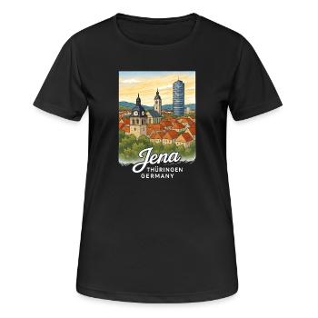 Jena - Frauen T-Shirt atmungsaktiv - Schwarz - Vorne - AI Model Female 172 light (172cm)