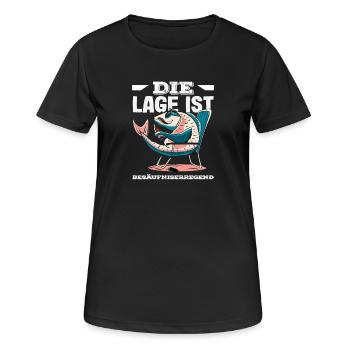The location is drunken fish - Women's Breathable T-Shirt - black - Front - AI Model Female 172 light (172cm)