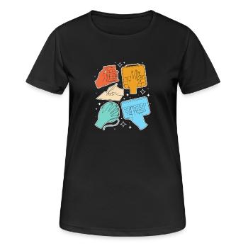 SLP Langue des Signes AAC Communication - T-shirt respirant Femme - noir - Devant - AI Model Female 172 light (172cm)