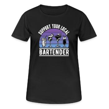 Barman offre Adieu Gastronomie - T-shirt respirant Femme - noir - Devant - AI Model Female 172 light (172cm)