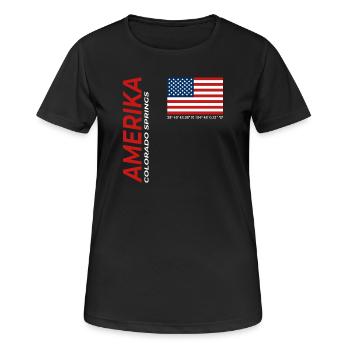 Colorado Springs - Frauen T-Shirt atmungsaktiv - Schwarz - Vorne - AI Model Female 172 light (172cm)