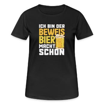 I'm the proof - beer makes you beautiful - Women's Breathable T-Shirt - black - Front - AI Model Female 172 light (172cm)