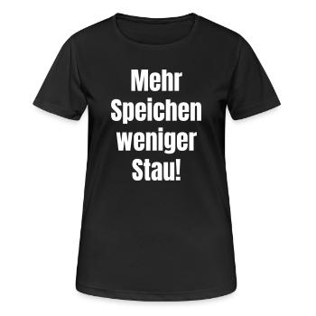 Mehr Speichen weniger Staub - Frauen T-Shirt atmungsaktiv - Schwarz - Vorne - AI Model Female 172 light (172cm)